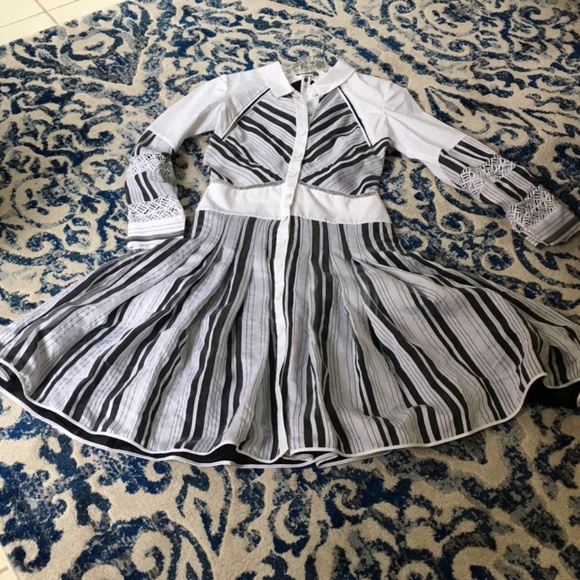 Zac Posen Organdy Stripe Black White Dress $1290! - Picture 12 of 14